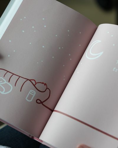 A page spread for the chapter Time Away From Work, illustrated with a crescent moon